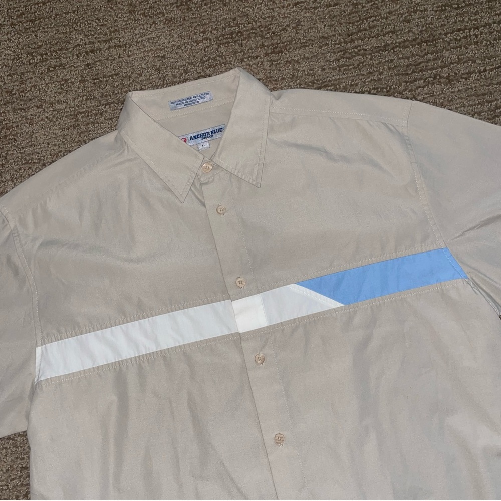 Beige Short Sleeve Button Up Shirt